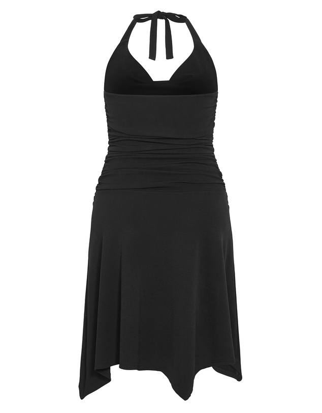 City Chic - Plus size Amber Halter Asymmetrical Hem Dress - black