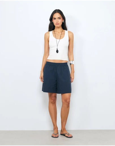 AERE - Junie Oversized Organic Poplin Shorts