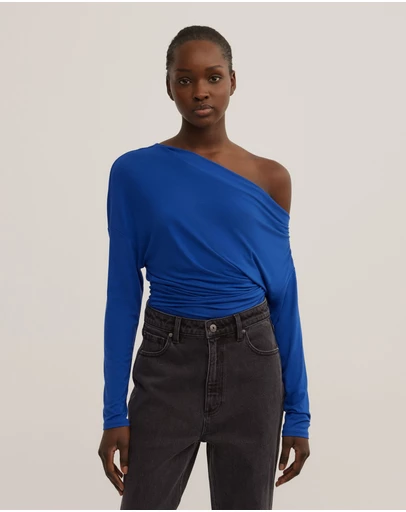 Witchery - Asymmetric Draped Long Sleeve Top