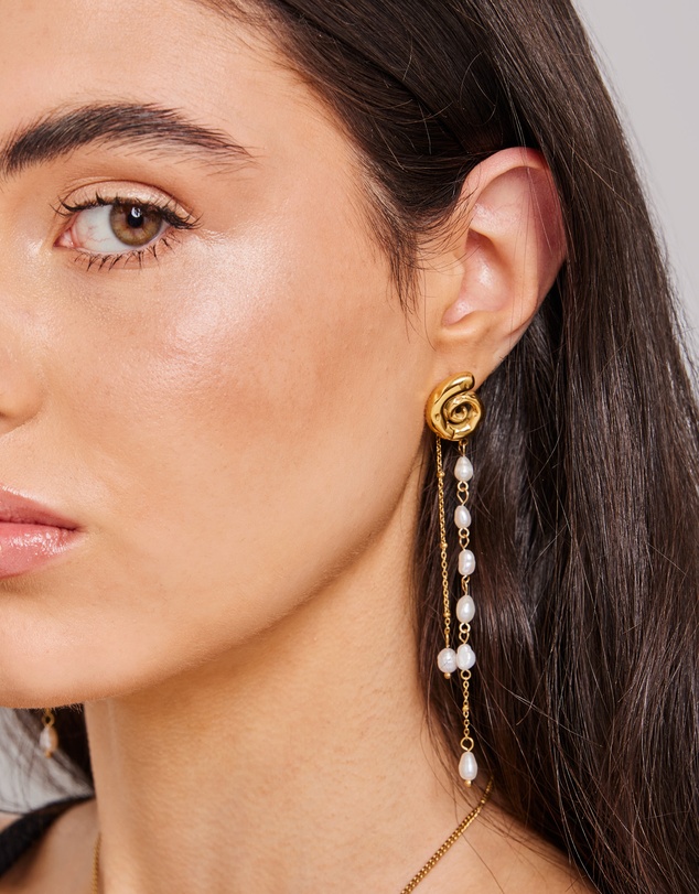 Zoe Olivia - Waterproof Spiral Pearl Drop Stud Earrings
