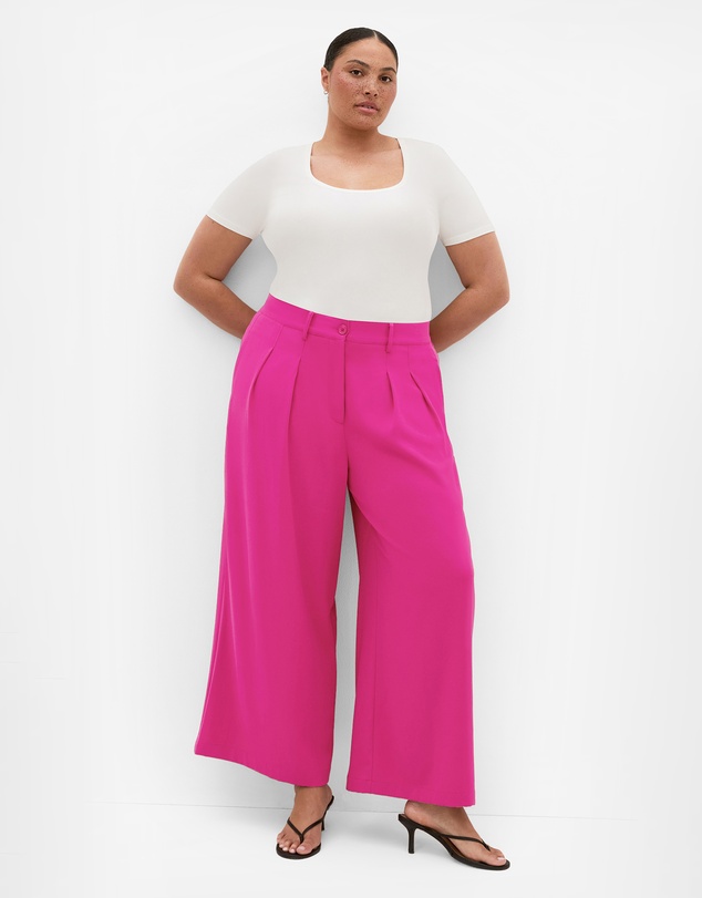 City Chic - Plus size Abbie Wide Leg Pant - framboise