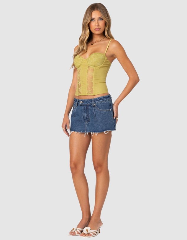 EDIKTED - Clementine Low Rise Denim Micro Skort