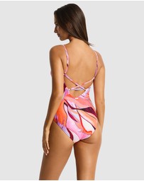 Sea Level Australia - Neon Wave Cross Back Tri One Piece