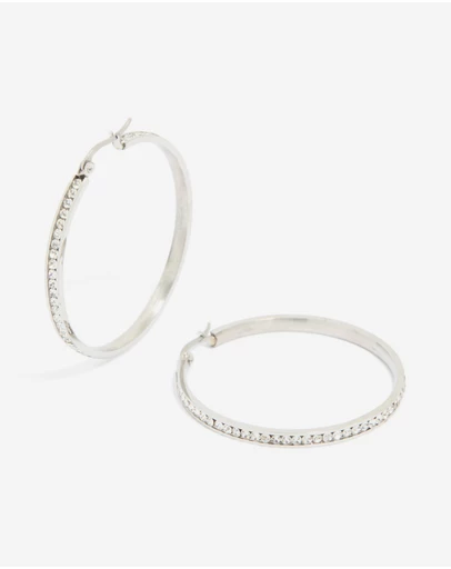 Lovisa - Waterproof Stainless Steel Diamante Hoop Earrings 45 MM