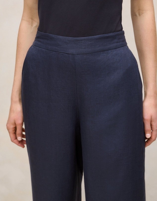 Trenery - Linen Flat Front Pant in Night Sky