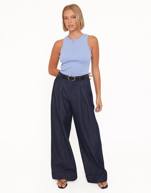 Petal & Pup - Elinor Cuffed Denim Pant - Dark Wash
