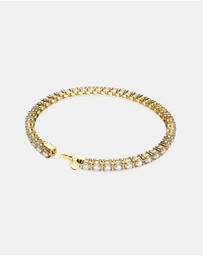 Swarovski - Matrix Tennis bracelet, Round cut, White, Gold-tone plated