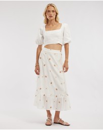 Amelius - Monique Cross Stitch Midi Skirt