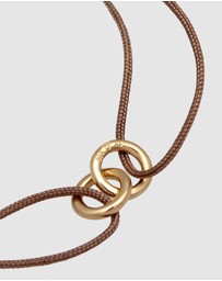Elli Jewelry - Bracelet Circle Geo Minimal with Nylon Brown in 925 sterling silver gold plated