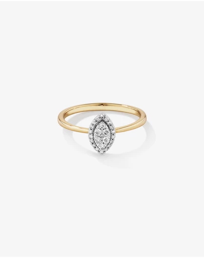 Michael Hill - 0.15 Carat TW Marquise Cluster Diamond Promise Ring in 10kt Yellow and White Gold