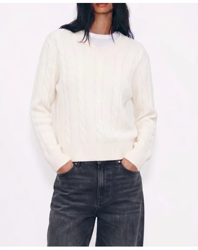 Calli - Leo Wool Blend Cable Knit Jumper