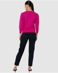 SACHA DRAKE - 3/4 Sleeve Ripple Knit Top In Fuchsia