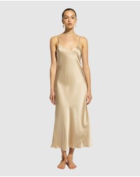 GINIA - Silk Long Nite V Neck