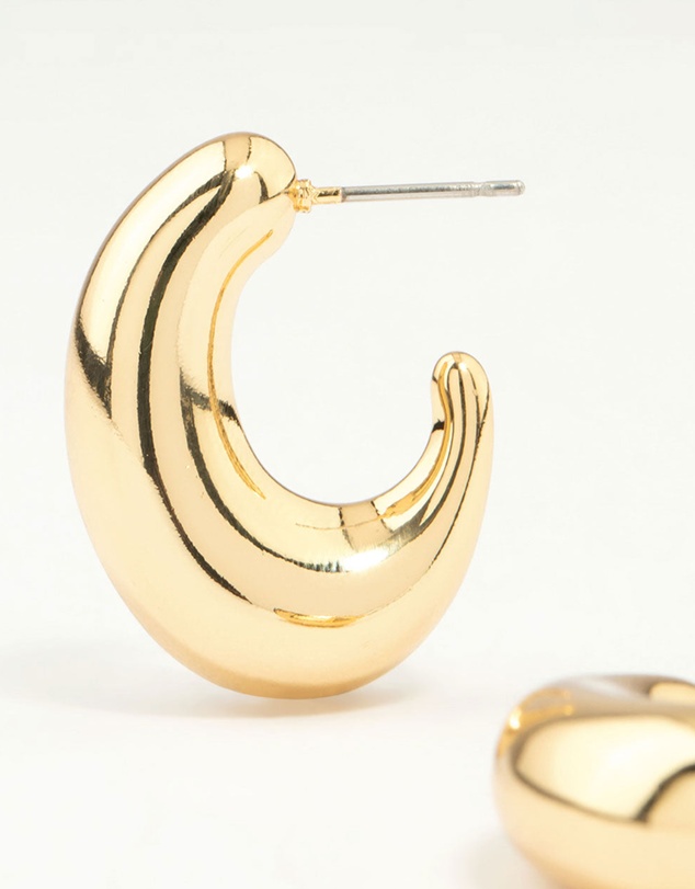 Lovisa - Gold Plated Brass Elongated Chunky Hoop Earrings