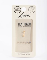 Lovisa - Gold Surgical Steel Single Flat Back Bar & Graduated Stone Interchangeable Ends 6-Pack