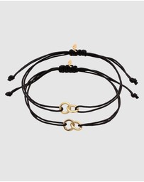 Elli Jewelry - Bracelet Set Women Circle Infinity Black 925 Sterling Silver Gold Plated