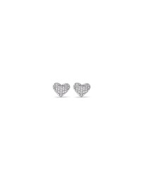 Michael Hill - Fine Pave Diamond Heart Stud Earrings in Sterling Silver