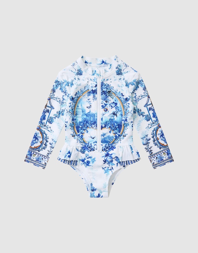 Camilla - Frill Back Zip Front Paddle Suit - Babies