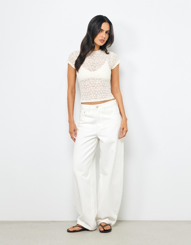 AERE - Zia Short Sleeve Lace Top