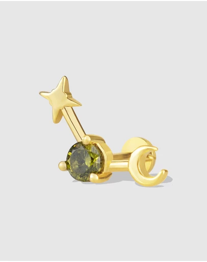 Wanderlust + Co - Birthstone Constellation Gold Flat Back Earring - Aug