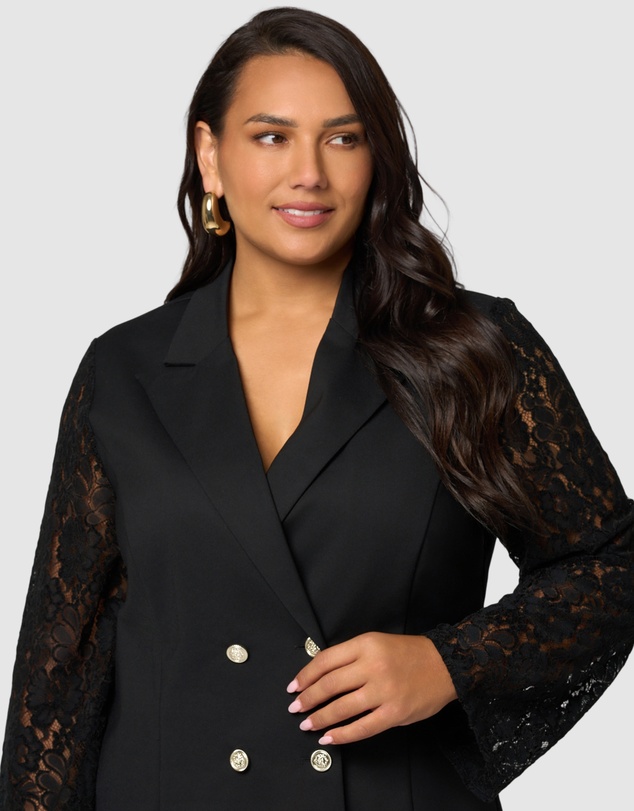 Pink Dusk by Curve Project - Envy Lace Tuxedo Mini Dress
