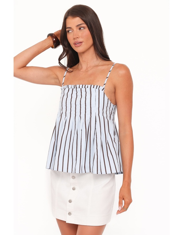 Petal & Pup - Dulce Top - Blue/Brown Stripe