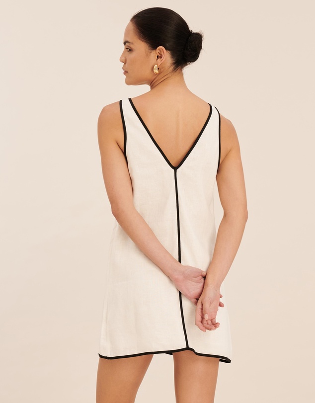 AERE - Zena Linen Contrast Mini Slip Dress