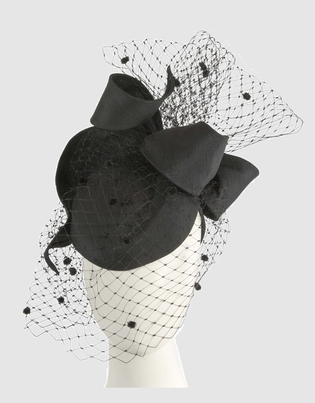 Max Alexander - Black Pillbox with Veil Fascinator