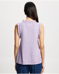 Lindsay Nicholas New York - Frill Crew Neck Shell Top