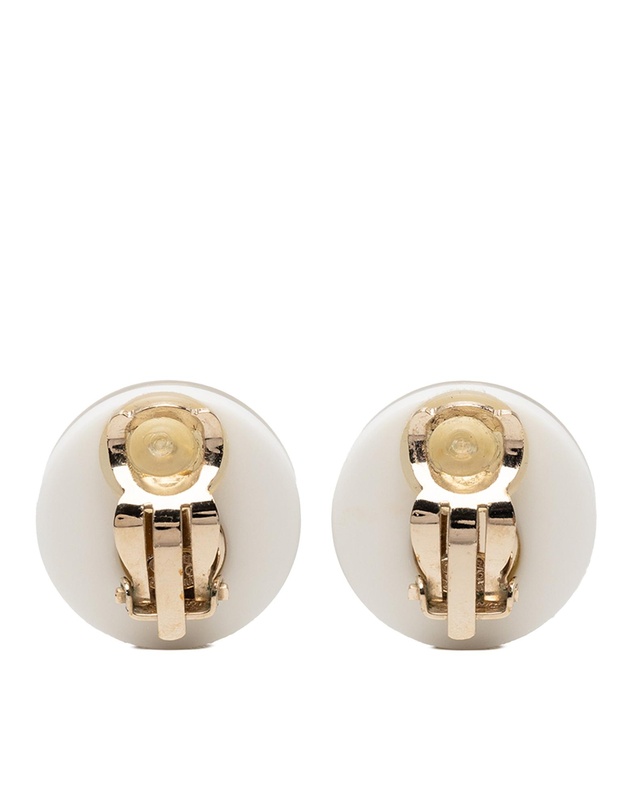 Pre-Loved by Azura Reborn - Pre-Loved Gold Plated CC Resin Button Clip on Earrings