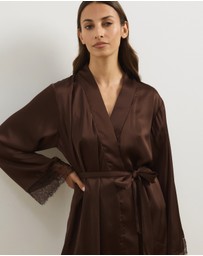 Atmos&Here - Pearl Lace Trim Satin Robe