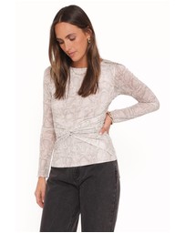 Petal & Pup - Bellie Twisted Mesh Top - Snake Print
