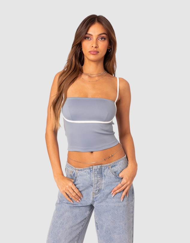 EDIKTED - Yang Contrast Strap Tank Top