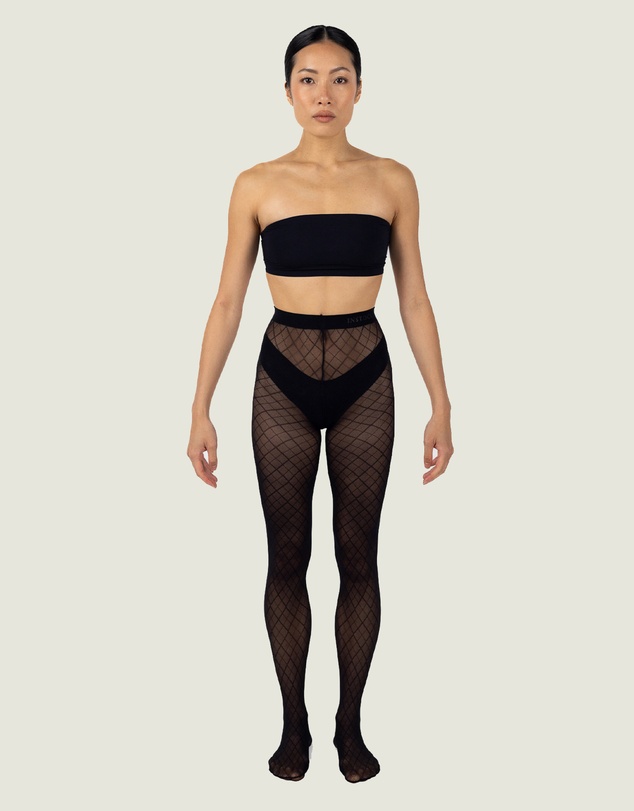 INSTOCK - After Hours — 50 Denier Diamond Checked Sheer Micromesh Tight