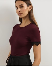 Atmos&Here - Sienna Short Sleeve Lace Jersey T-Shirt