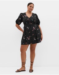 City Chic - Plus size Briella Bouquet Print Mini Dress - black