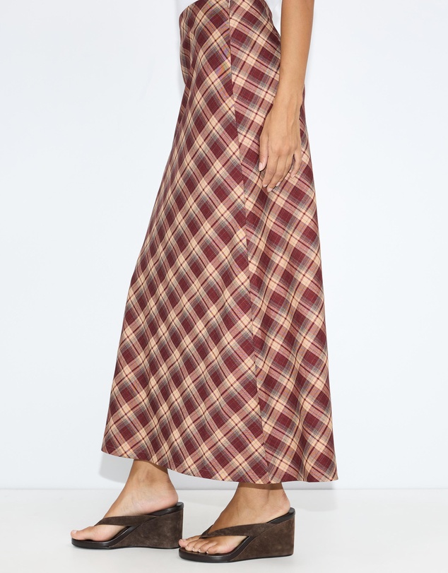 Dazie - Bronte Bias Cut Check Maxi Skirt