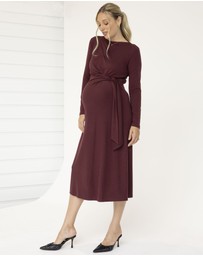 Angel Maternity - Nina Maternity Side Tie Dress – Berry Red