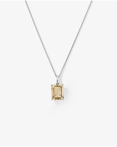 Michael Hill - Emerald Cut Soft Champagne Citrine Pendant with Chain in Sterling Silver