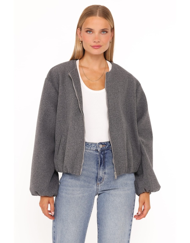 Petal & Pup - Elisa Cropped Bomber - Heather Grey