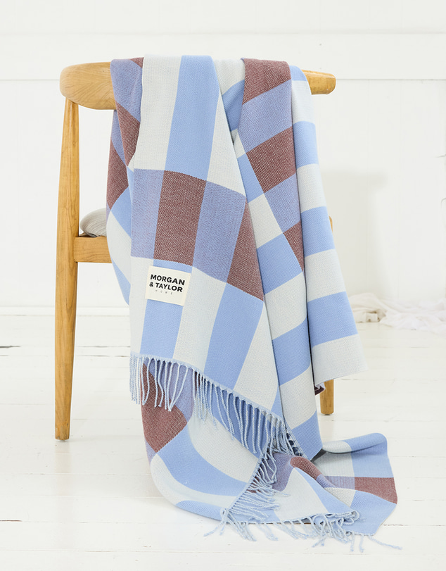 Morgan & Taylor - Aspen Throw Blanket in Blue Stripe