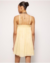 AERE - Amba Shirred Linen Mini Dress