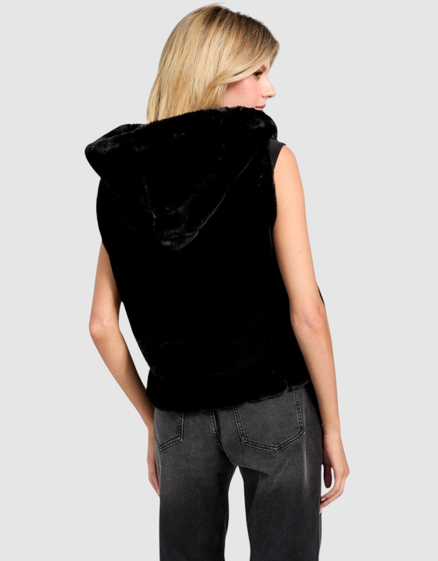 GUESS - Sophy Hooded Faux-Fur Vest