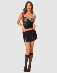 EDIKTED - Yvette Bow Slitted Mini Skirt
