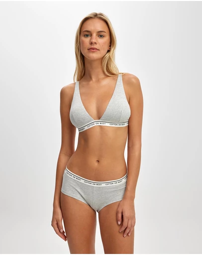 Cotton On Body - Branded Cotton Plunge Triangle Bralette