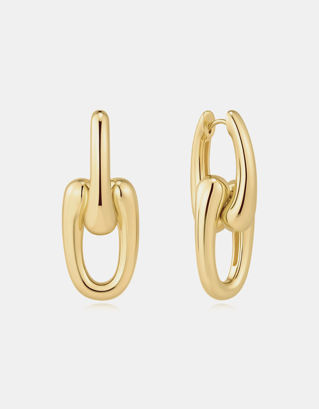 Ania Haie - Gold Sculptural Interlocking Huggie Hoop Earrings