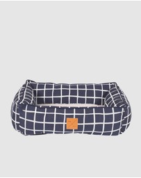 Mog & Bone - Bolster Dog Bed  - Navy Check