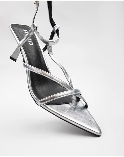 RAID - Layne Pointed Toe Kitten heeled sandals in Silver