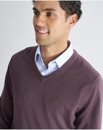 3 Wise Men - 3 Wise Men Fisher V Neck Merino Knit - Merlot