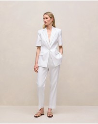 Trenery - Stretch Linen Blend Pull On Pant in White